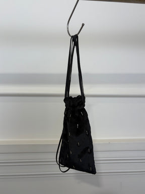 THE ATTICO Black Velvet Crystal Mini Crossbody Pouch