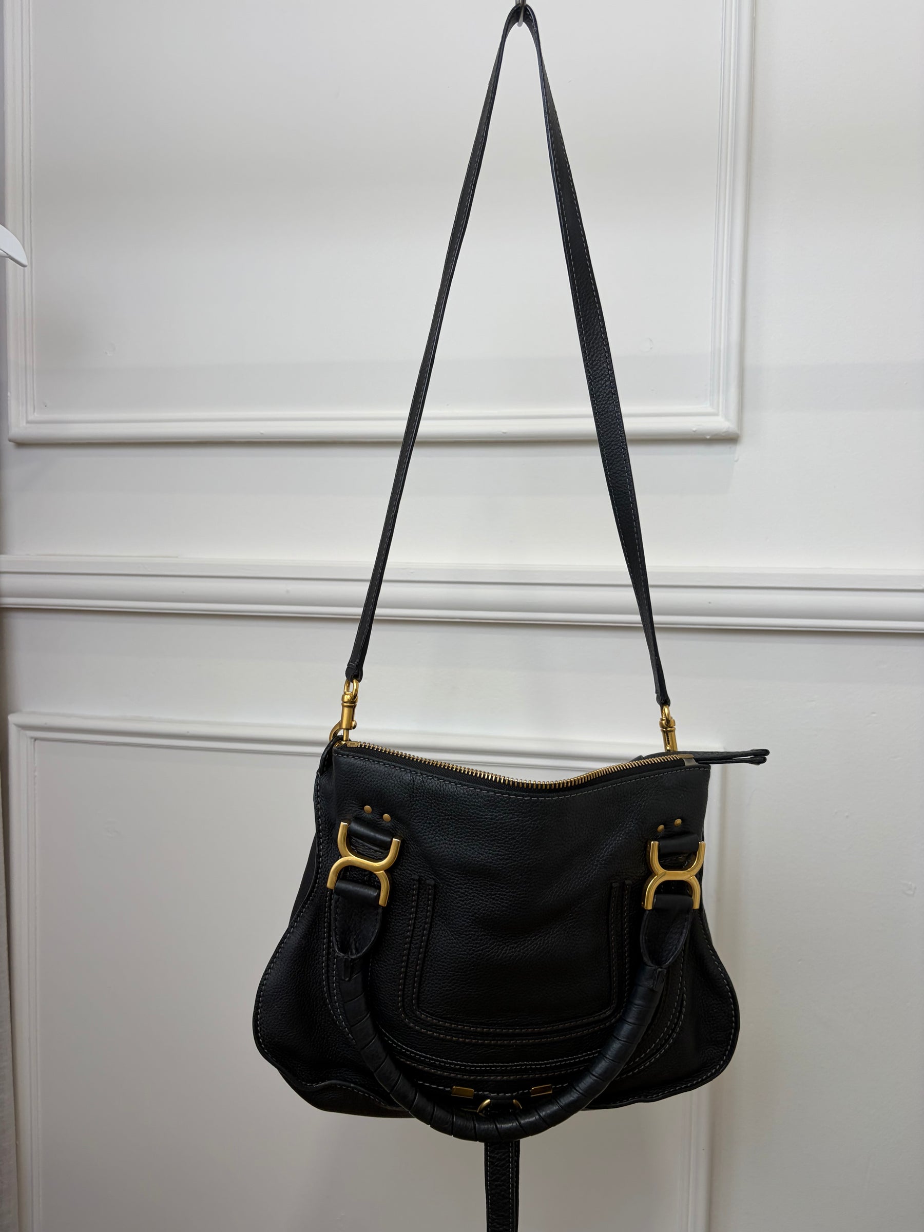 Chloé Black Leather Marcie Tote Bag