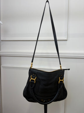 Chloé Black Leather Marcie Tote Bag