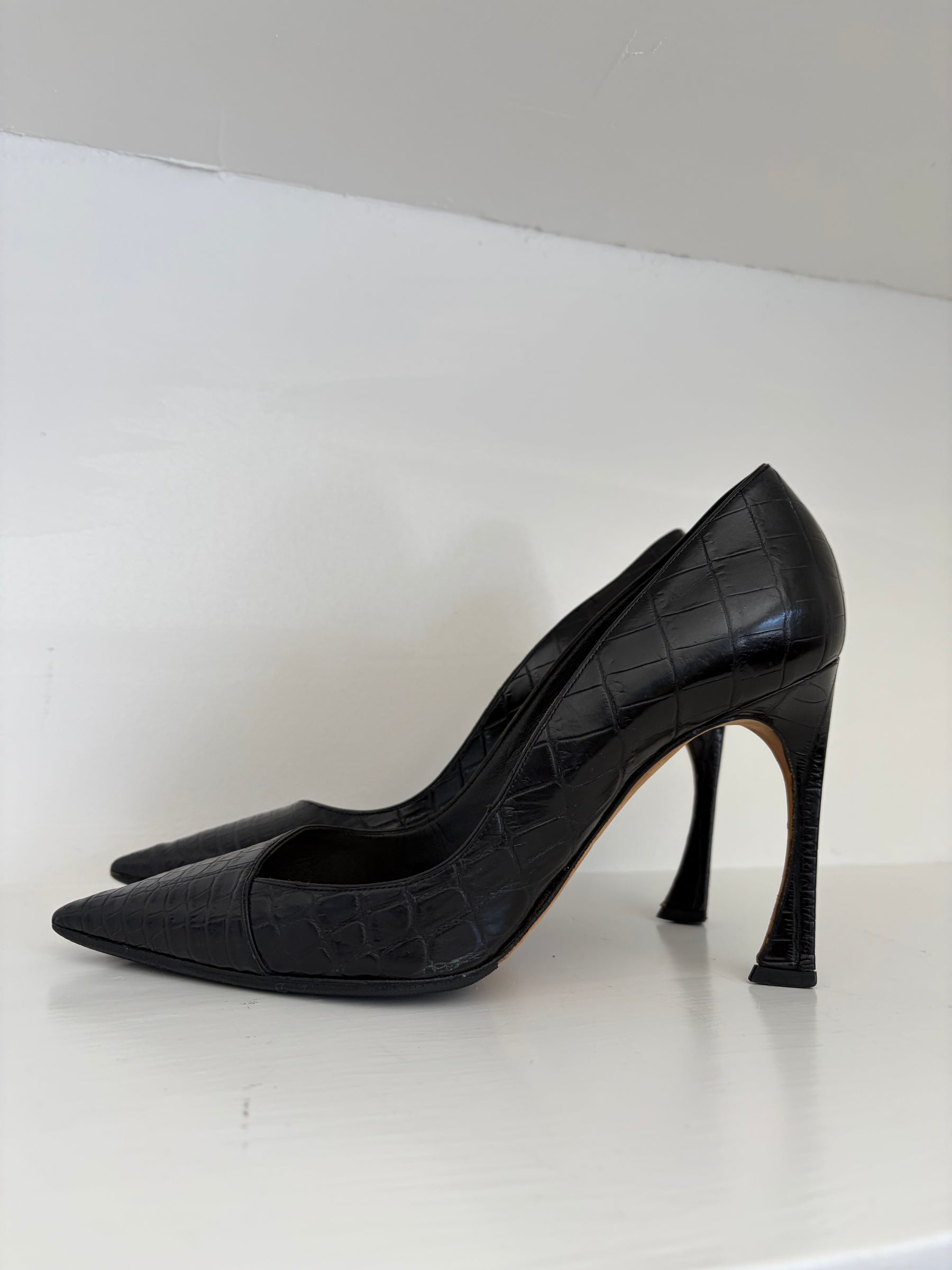 Dior Croc Effect Leather Pumps, 39