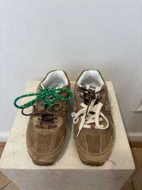Miu Miu x New Balance Beige Suede Sneakers, 37.5