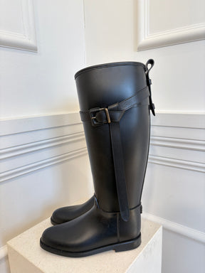 Burberry Black Rubber Buckle Gum Boots, 37