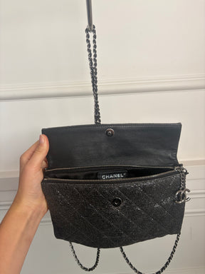 Chanel Black Coated Fabric Crossbody Pouch