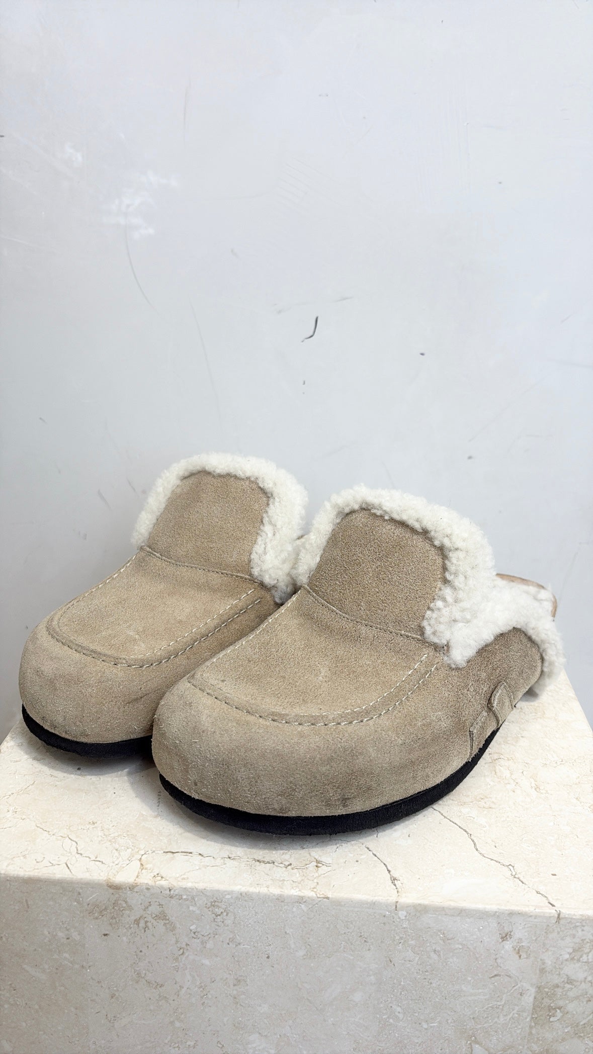 JW Anderson Shearling Loafer Beige Suede, 42