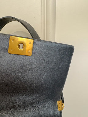 Chanel Charcoal Metallic Leather Old Medium Boy Bag