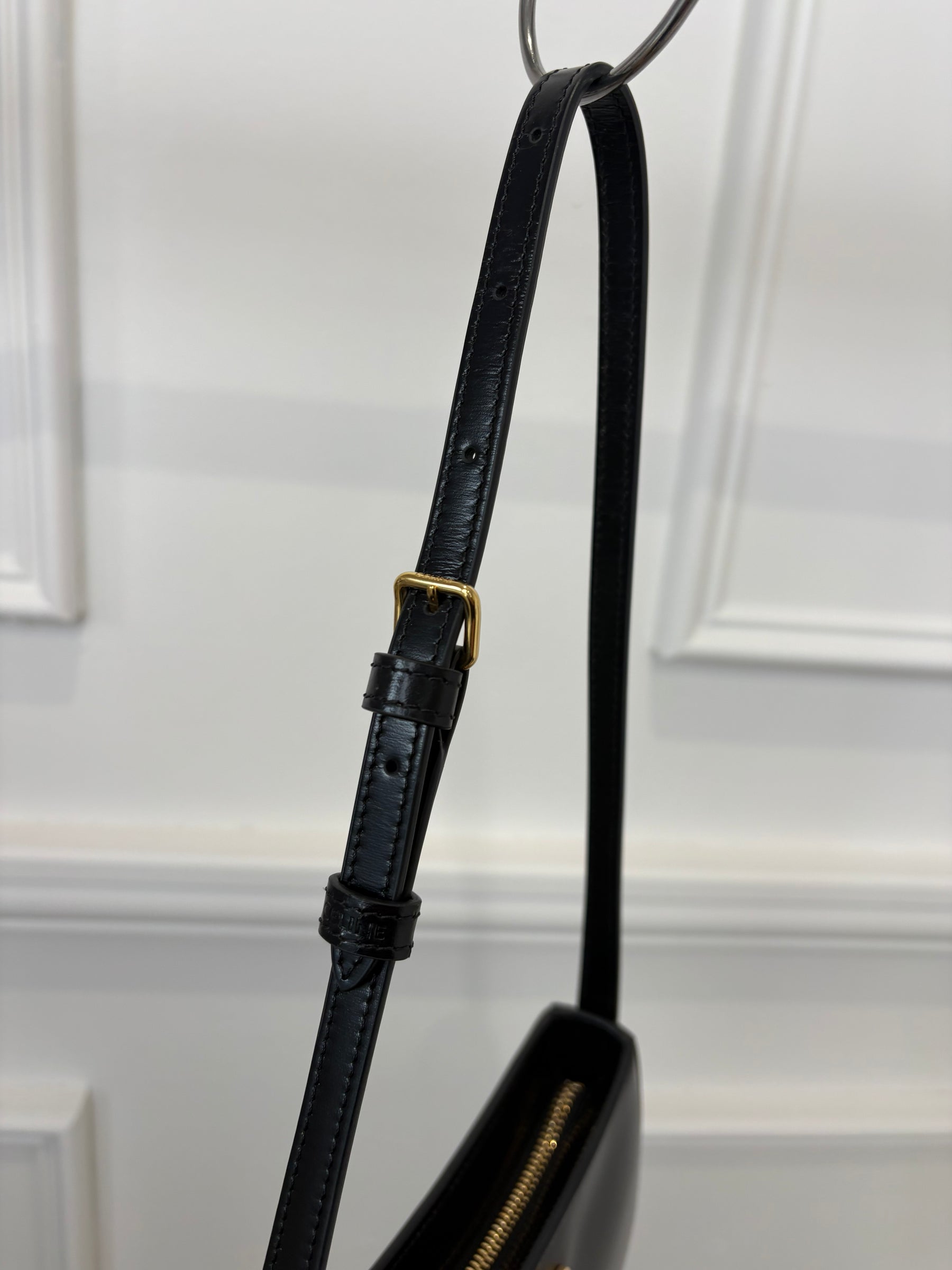 Celine Medium Tilly Bag In Shiny Calfskin Black
