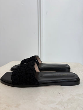 Scanlan Theodore Black Crochet Knit Slides, 38