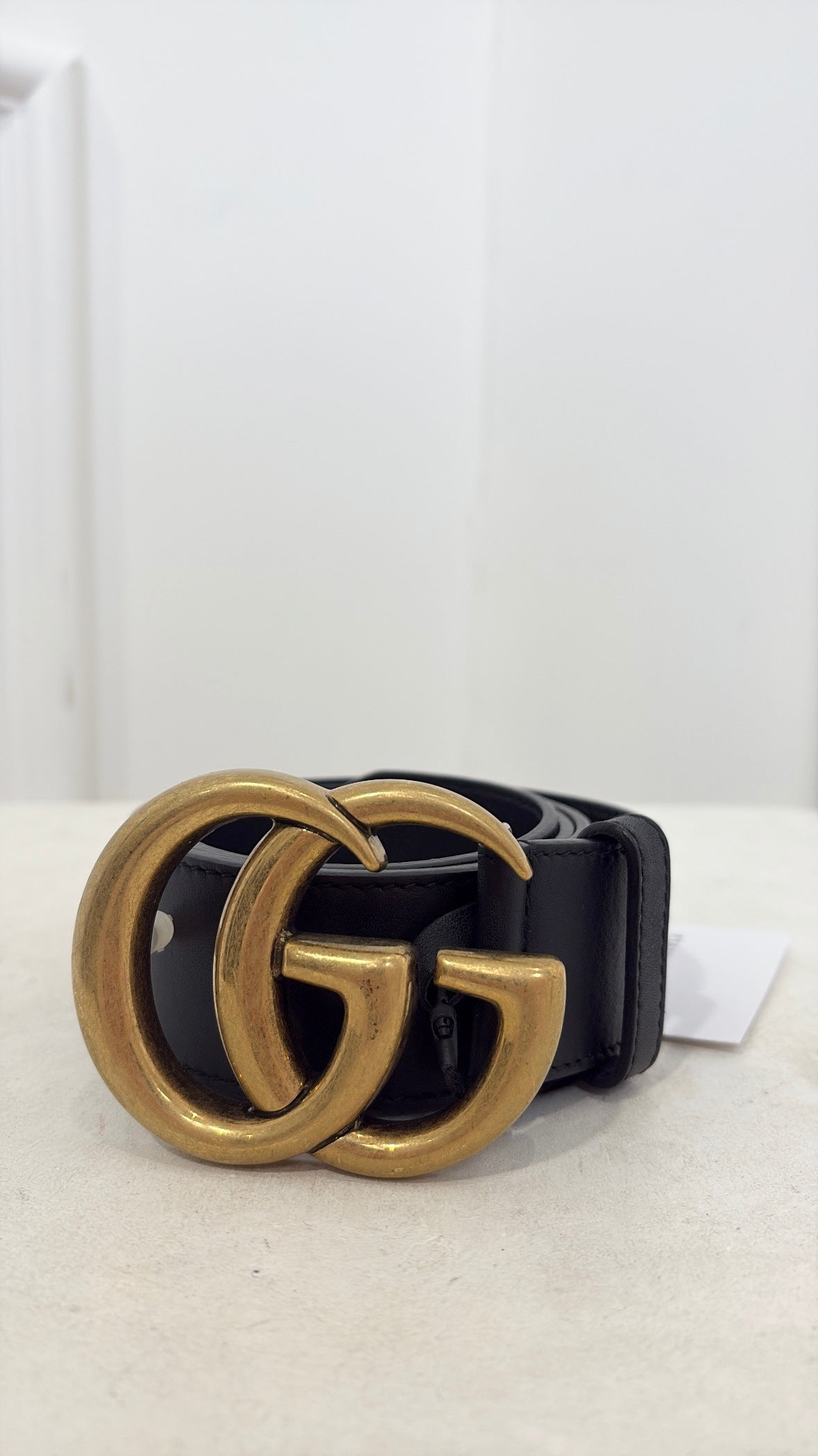 Gucci Black Leather Gold Marmont Belt, 75