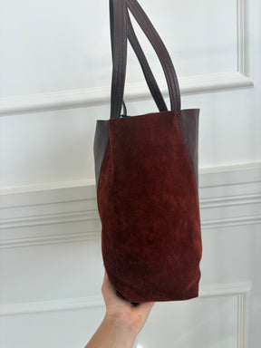 Chloé Burgundy Leather and Suede Spin Tote