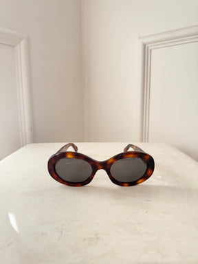 Celine Tortoiseshell Oval Triomphe Sunglasses