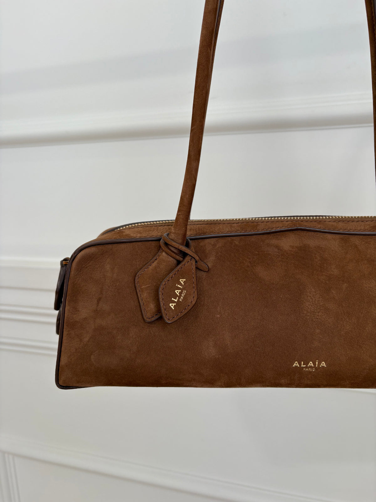 Alaïa Tan Le Teckel medium nubuck shoulder bag