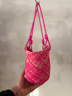Loewe Pink Raffia Small Anagram Basket Bag