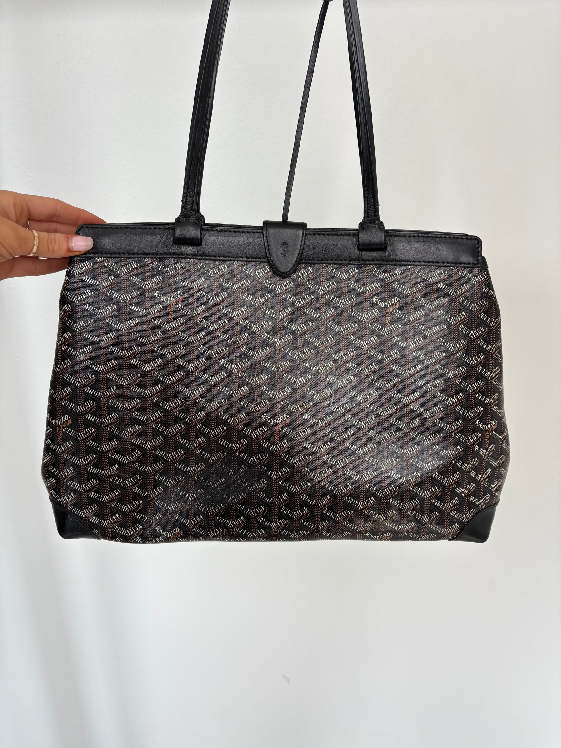 Goyard Black Leather and Coated Canvas Bellechasse Biaude PM Bag