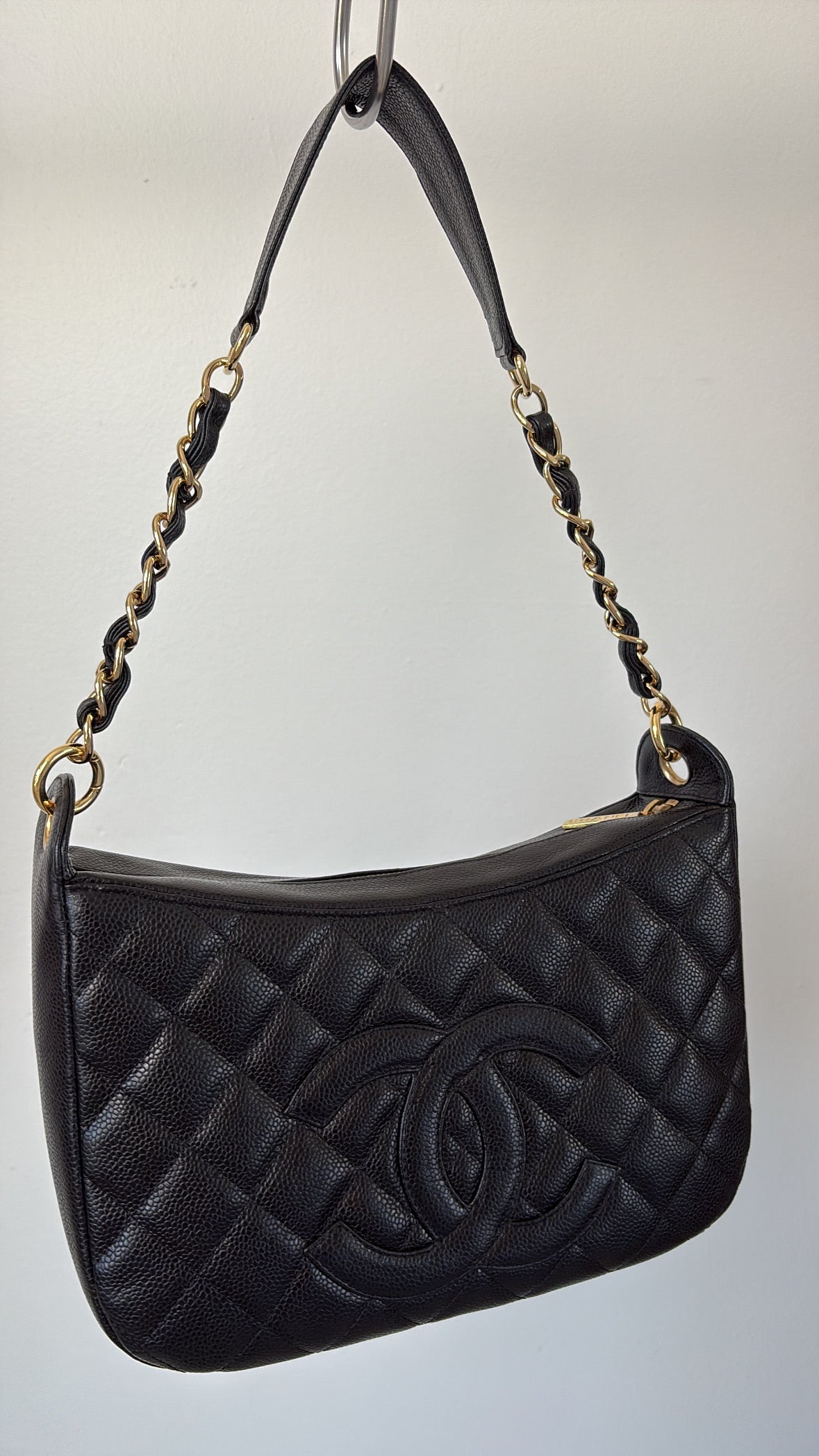 Chanel Black Cavier Leather Timeless CC Shoulder Bag