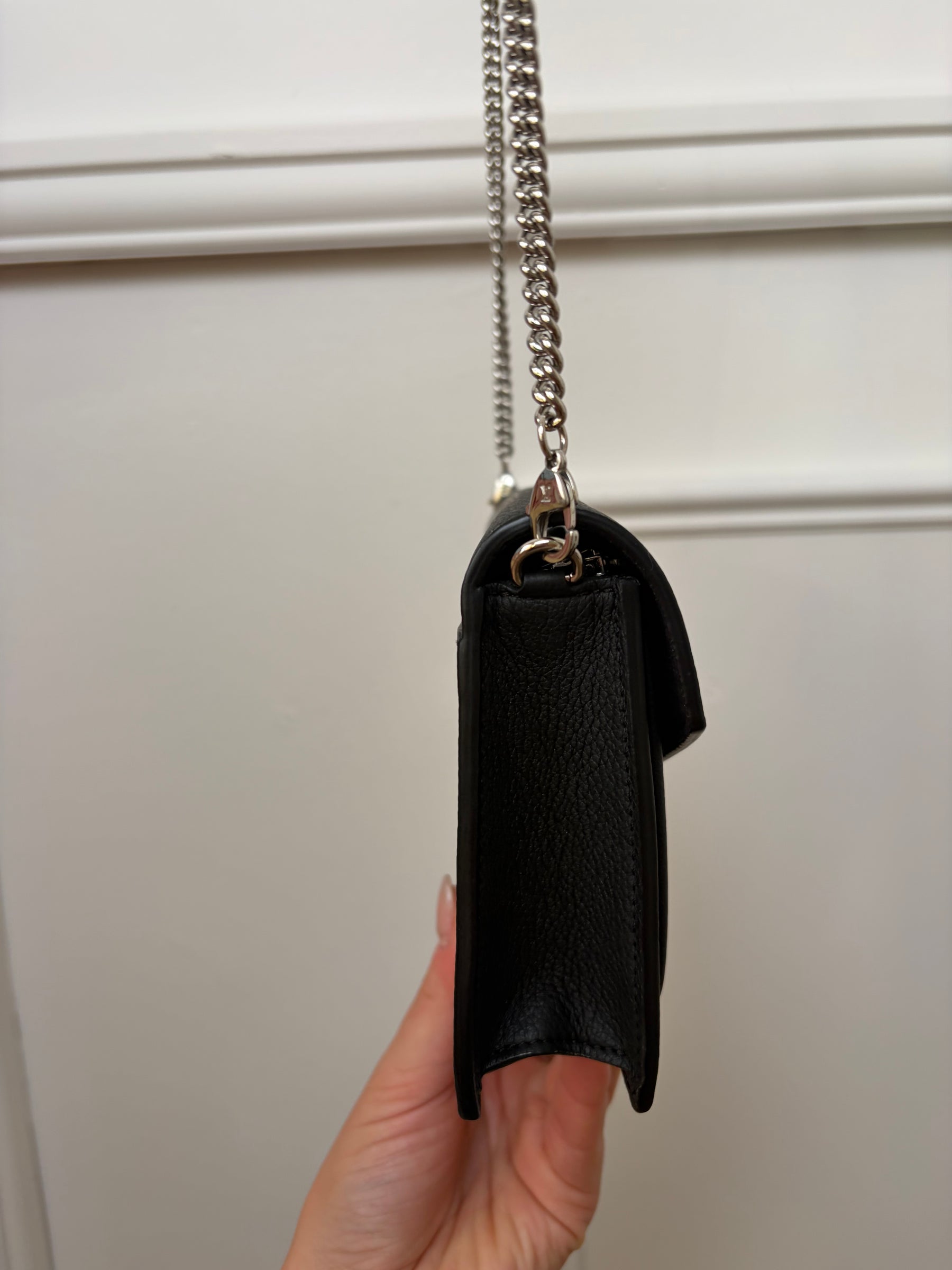 Louis Vuitton Mylockme Chain Pochette Black Silver