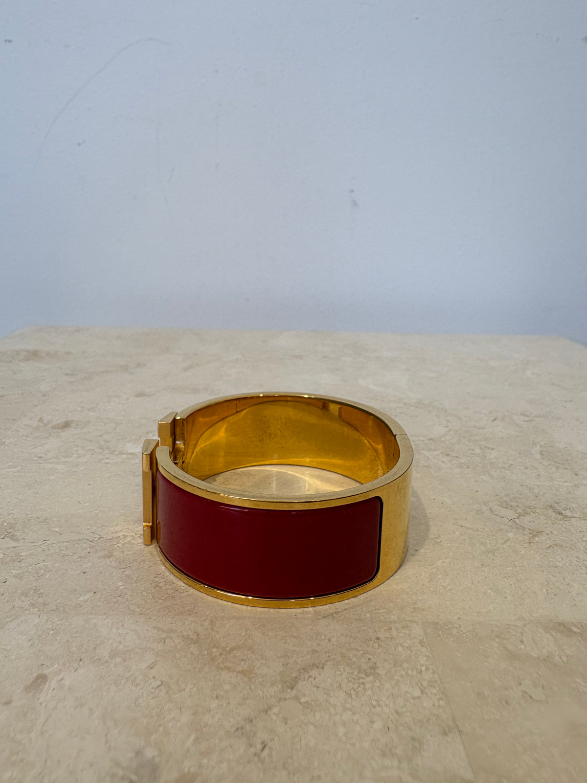 Hermès Red Gold Clic H Bracelet, L/XL
