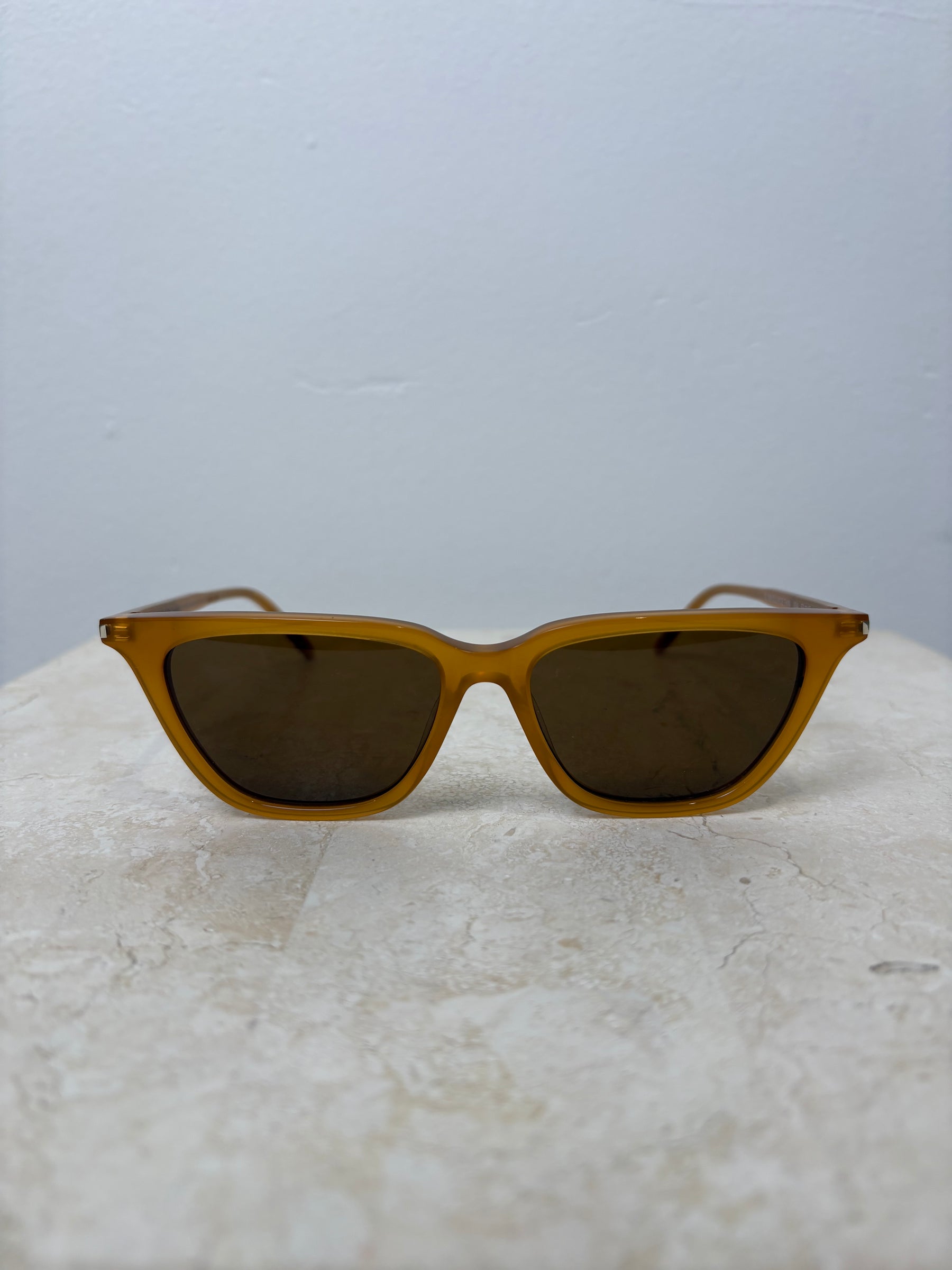 Saint Laurent Mustard Flat Cat Eye Sunglasses