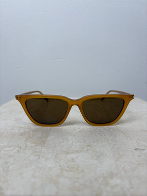 Saint Laurent Mustard Flat Cat Eye Sunglasses