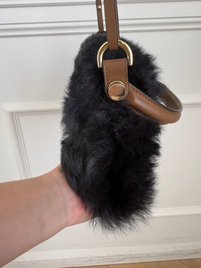 Scanlan Theodore Shearling Flap Bag With Shoulder Strap