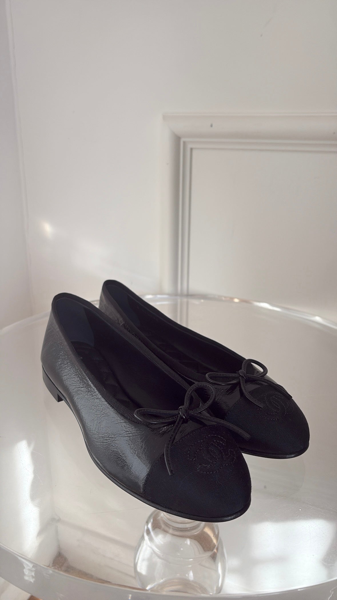 Chanel Black Patent Leather Ballerinas, 36.5 C