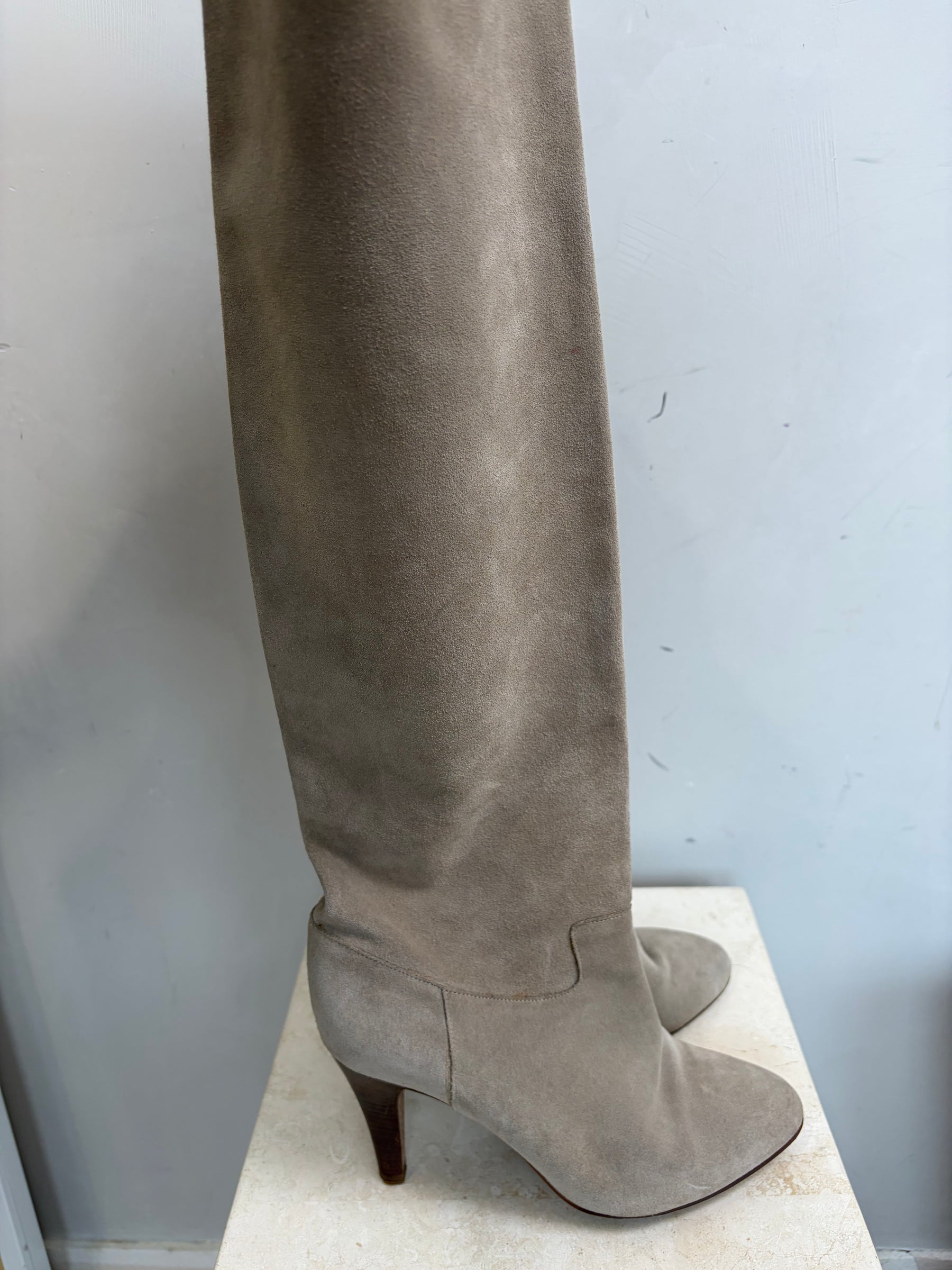 Chloé Taupe Suede Knee High Boots, 39