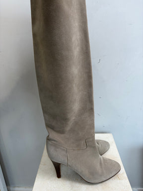 Chloé Taupe Suede Knee High Boots, 39
