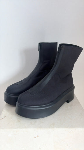 The Row Zipped Navy Canvas Ankle Boot, 38.5