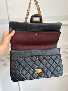Chanel Black Crinkled Lambskin Reissue 2.55 Jumbo Flap Bag
