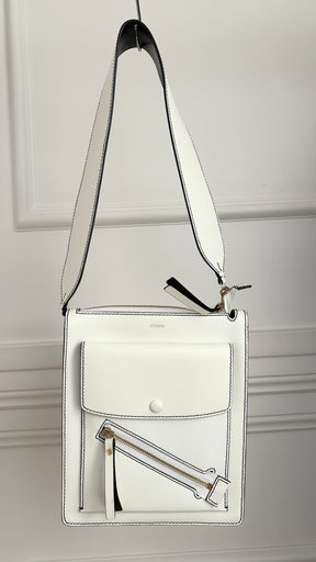 Joseph White Leather Flat Shoulder Bag
