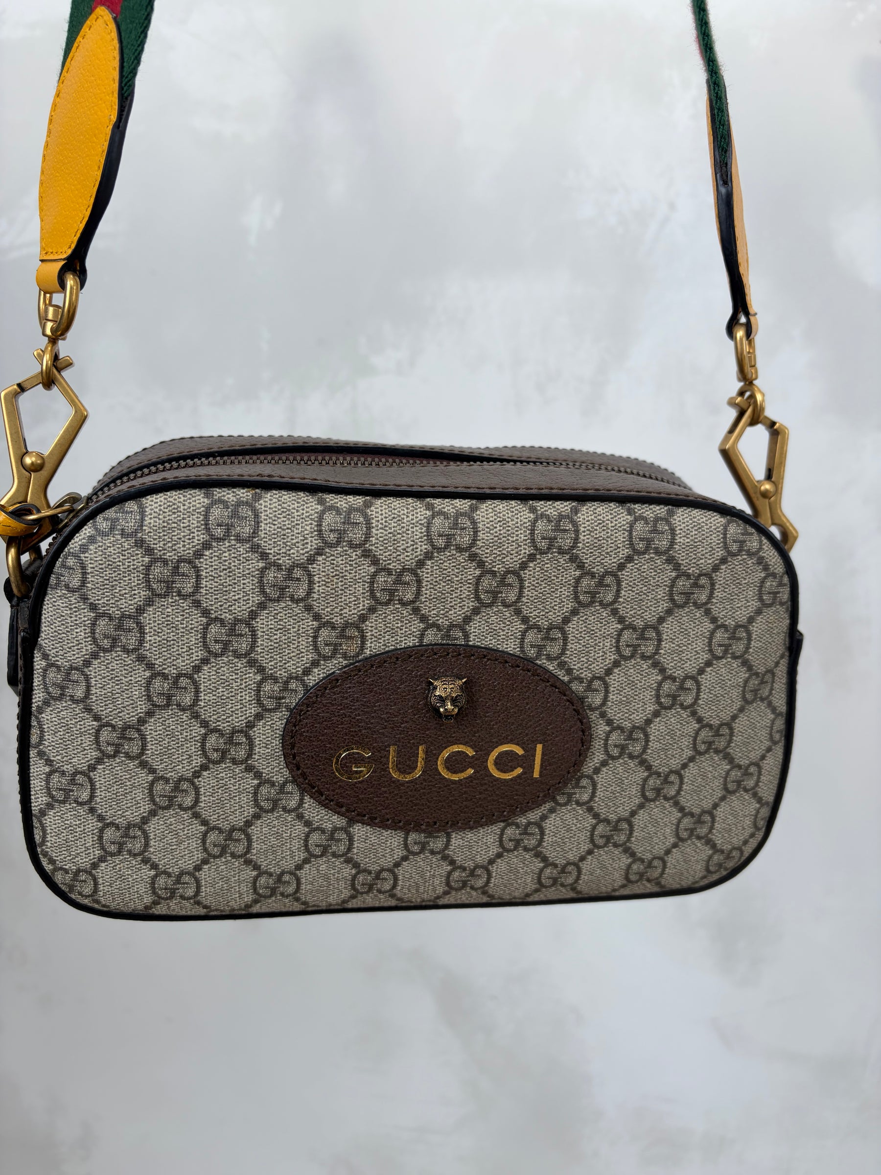 Gucci Canvas Supreme Monogram Tiger Camera Bag