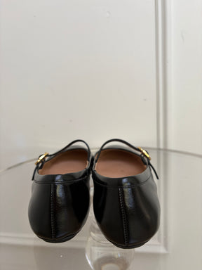 Gianvito Rossi Black Patent Leather Ballet Flats, 37.5