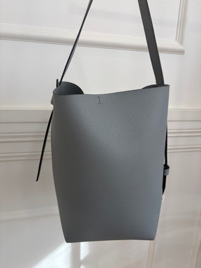 Oroton Grey Leather Bucket Bag with Internal Pouch