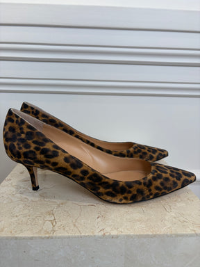 Gianvito Rossi Leopard Print Kitten Heel Pumps, 41