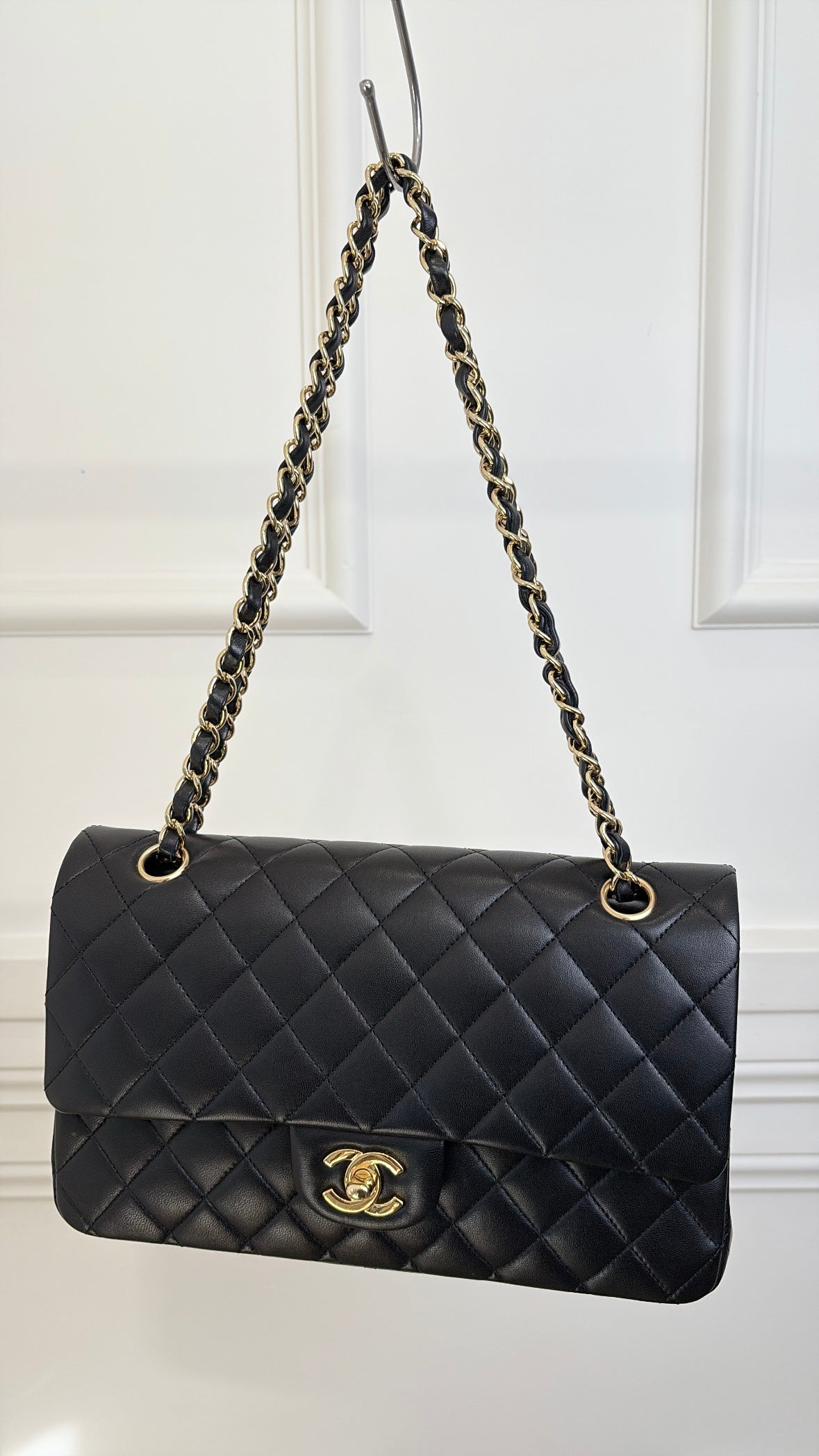 Chanel Black Lambskin Medium Classic Flap with Gold Hardware