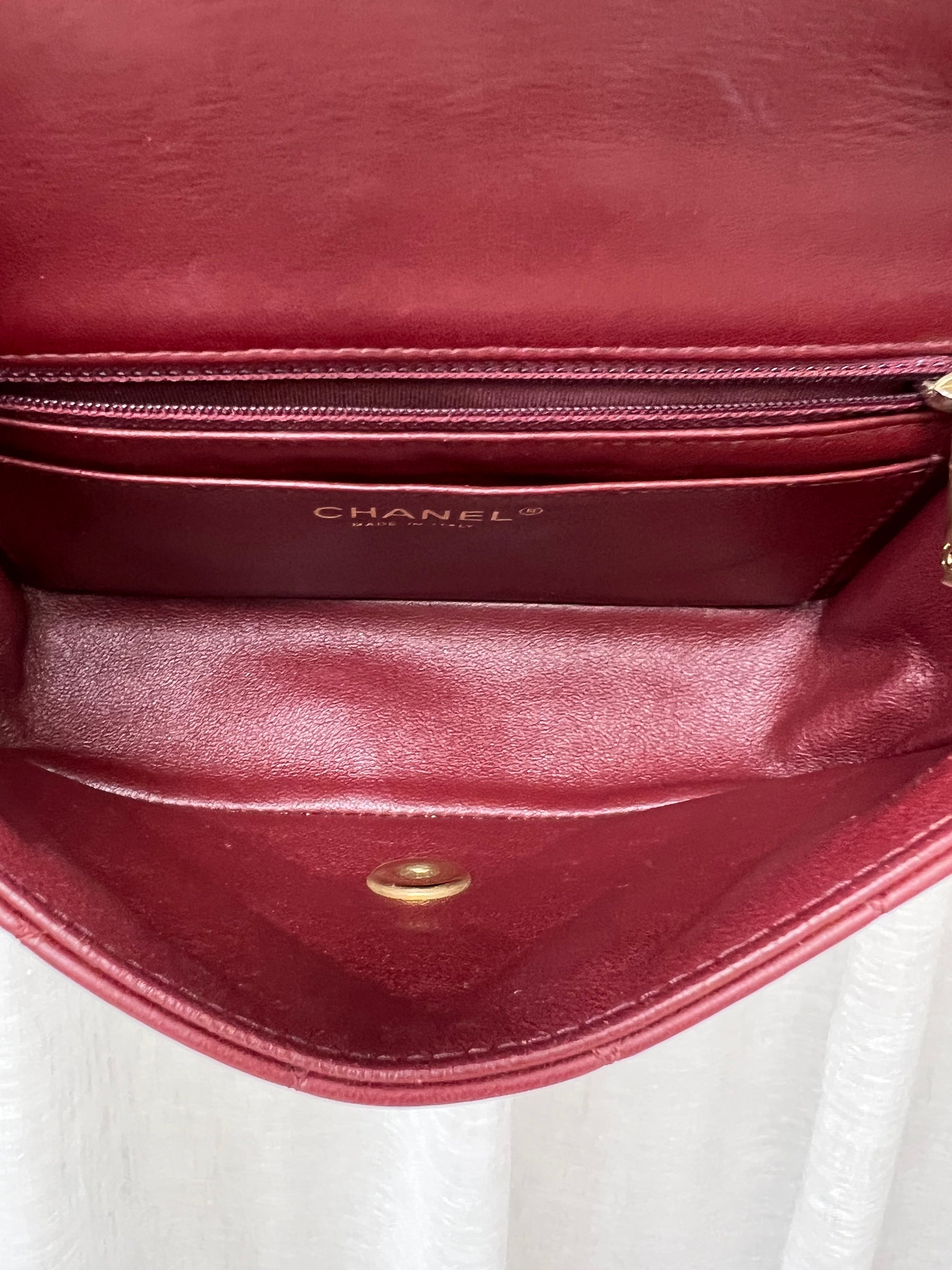 Chanel Red Tri-Colour Leather Mini Flap Bag