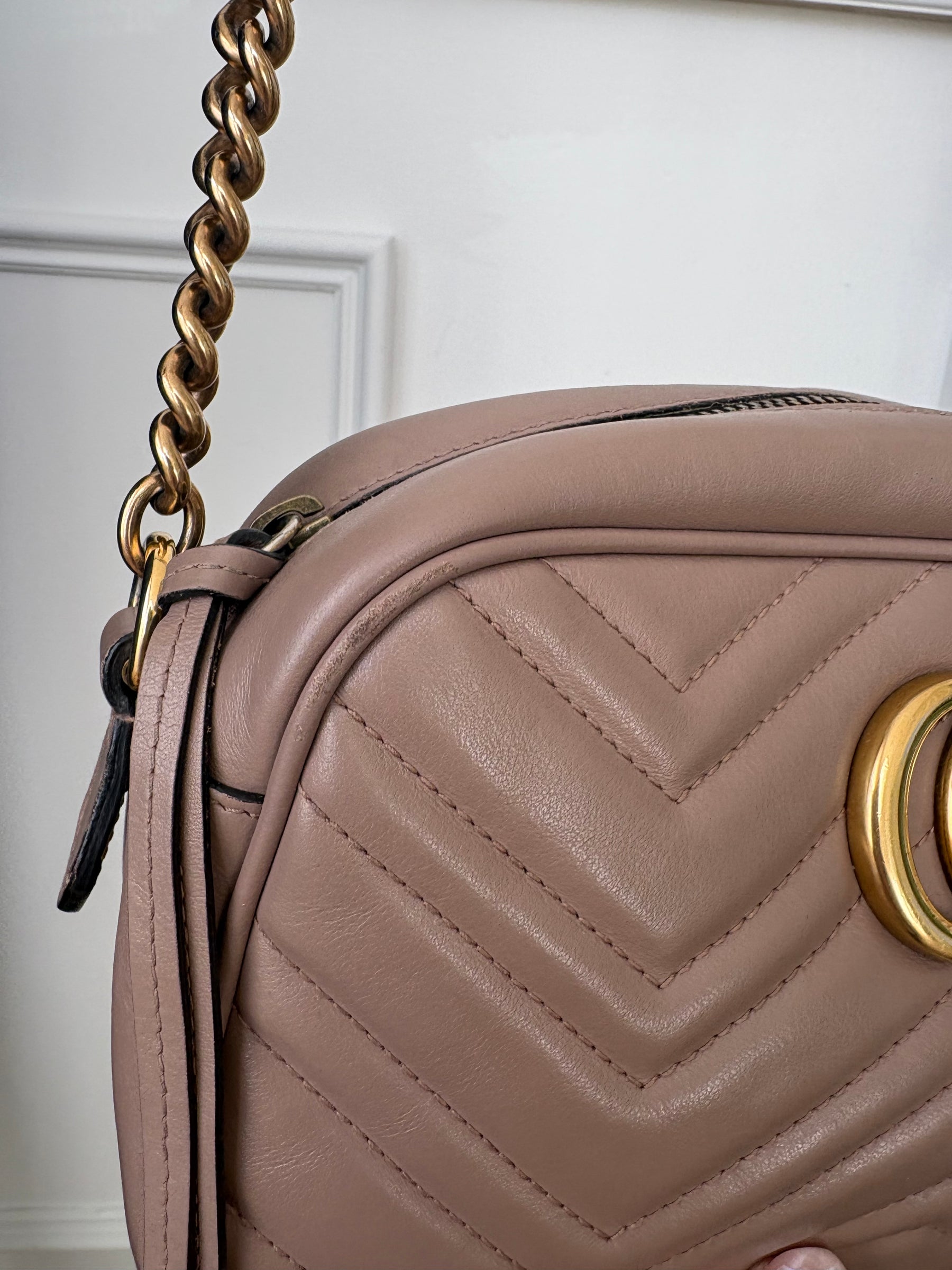 Gucci Beige Leather Marmont Camera Bag