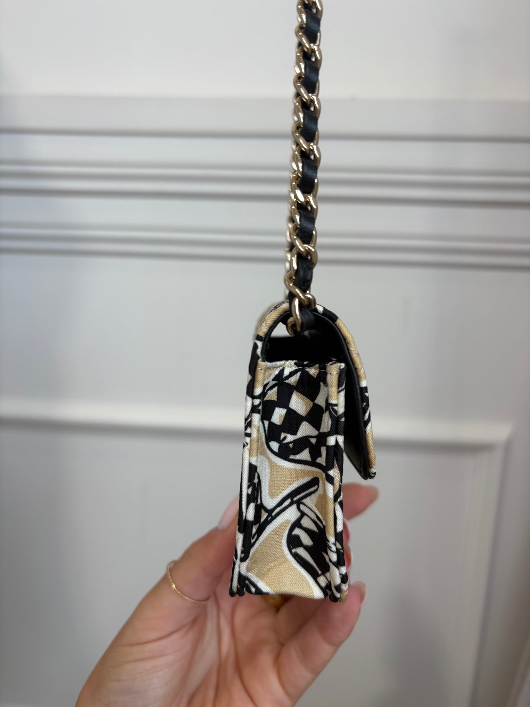 Chanel Chanel Black White and Beige Flag Print Mini Bag