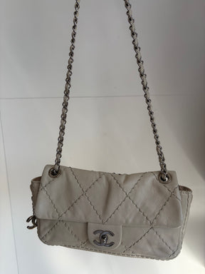 Chanel Cream Leather Ultimate Stitch Expandable Flap Bag