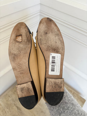 Chanel Beige and Black Leather Ballet Flats, 35.5