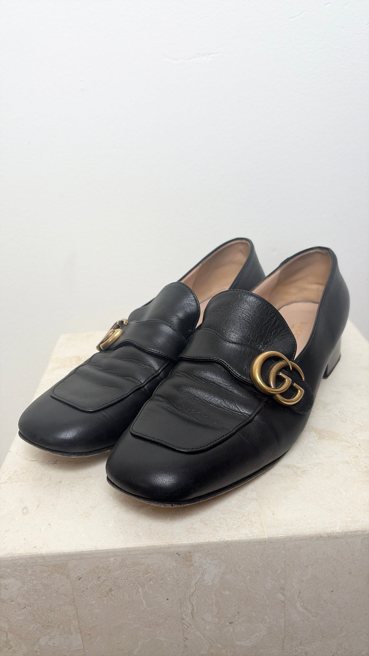 Gucci Black Leather Marmont Loafer, 41