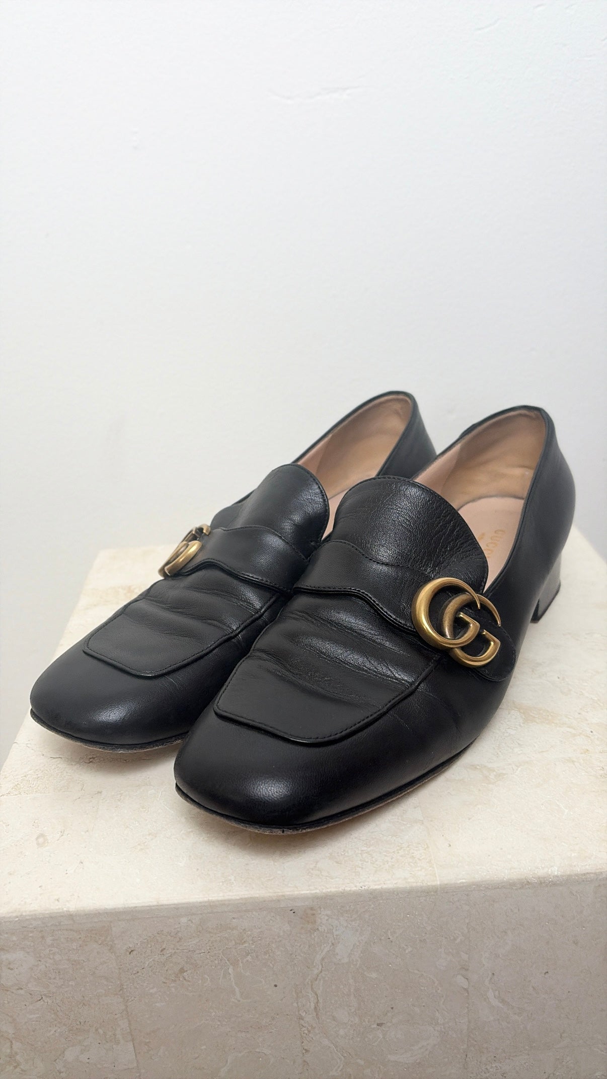 Gucci Black Leather Marmont Loafer, 41