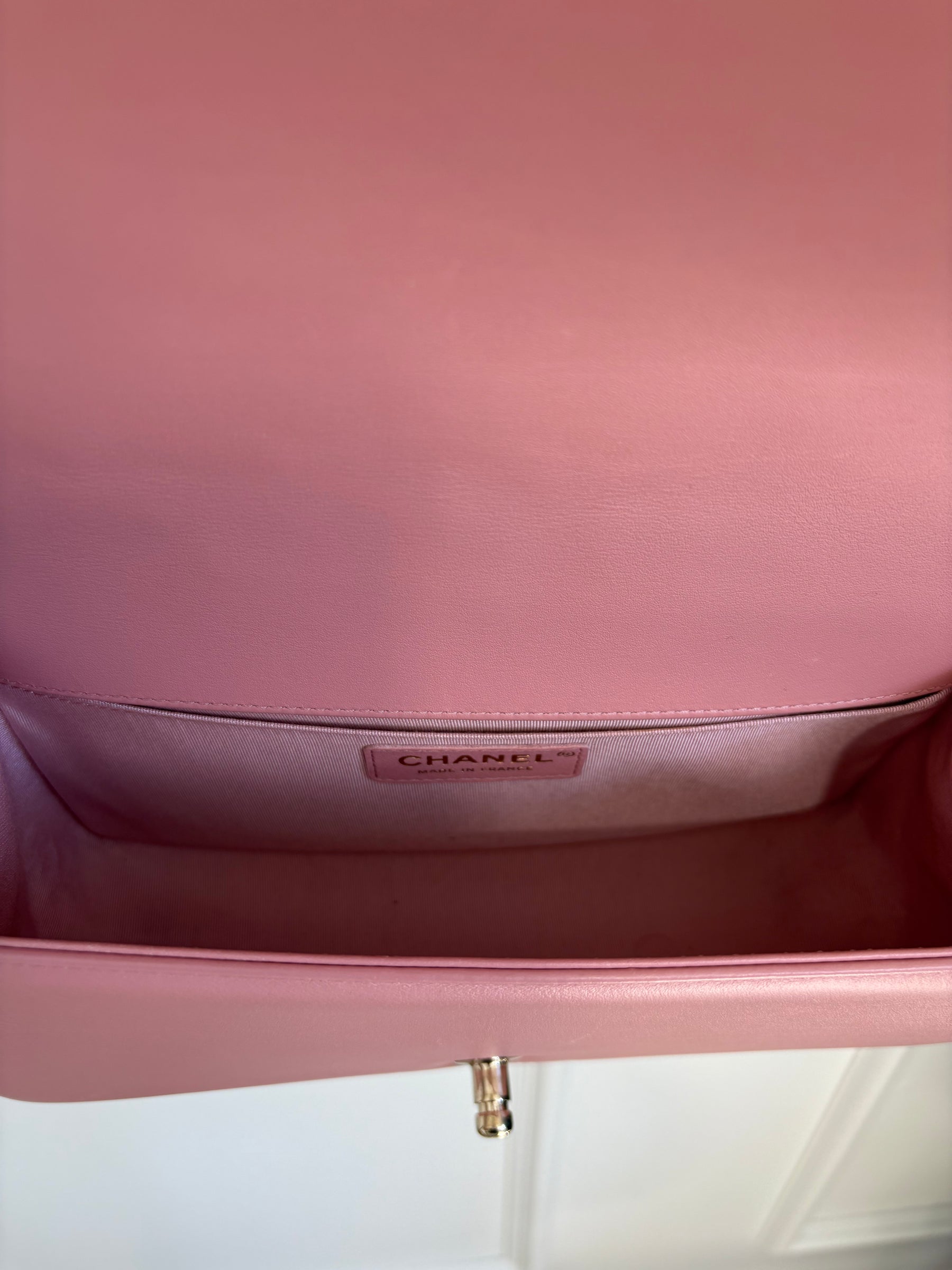 Chanel Pink Lambskin Leather Medium Boy Bag