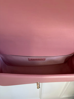 Chanel Pink Lambskin Leather Medium Boy Bag