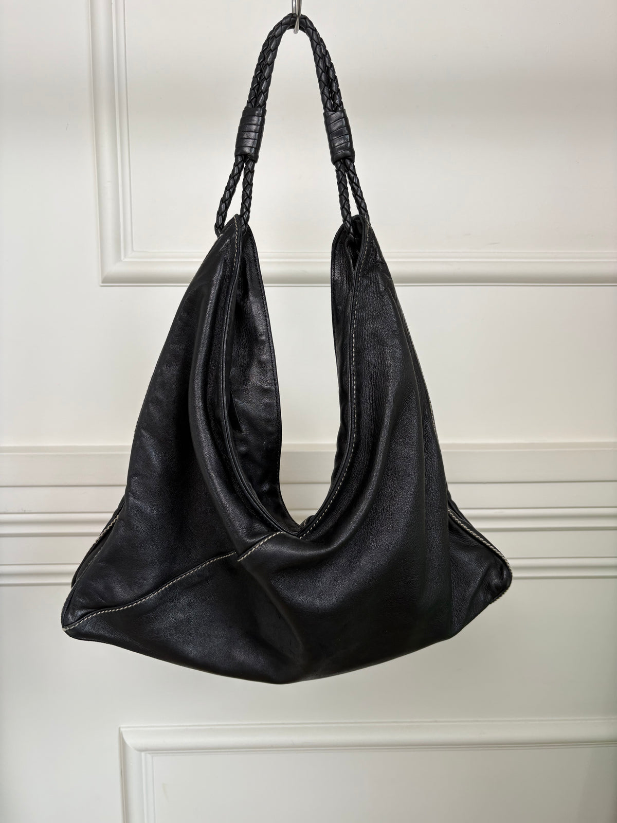 Bottega Veneta Black Leather Small Hobo Bag