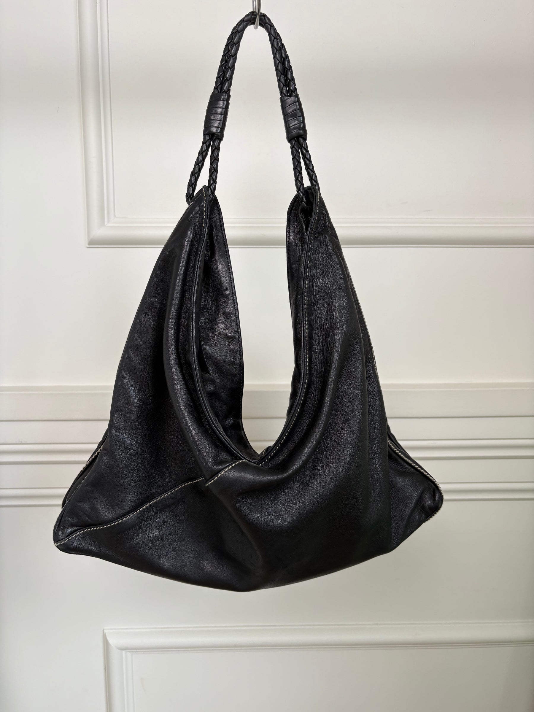 Bottega Veneta Black Leather Small Hobo Bag