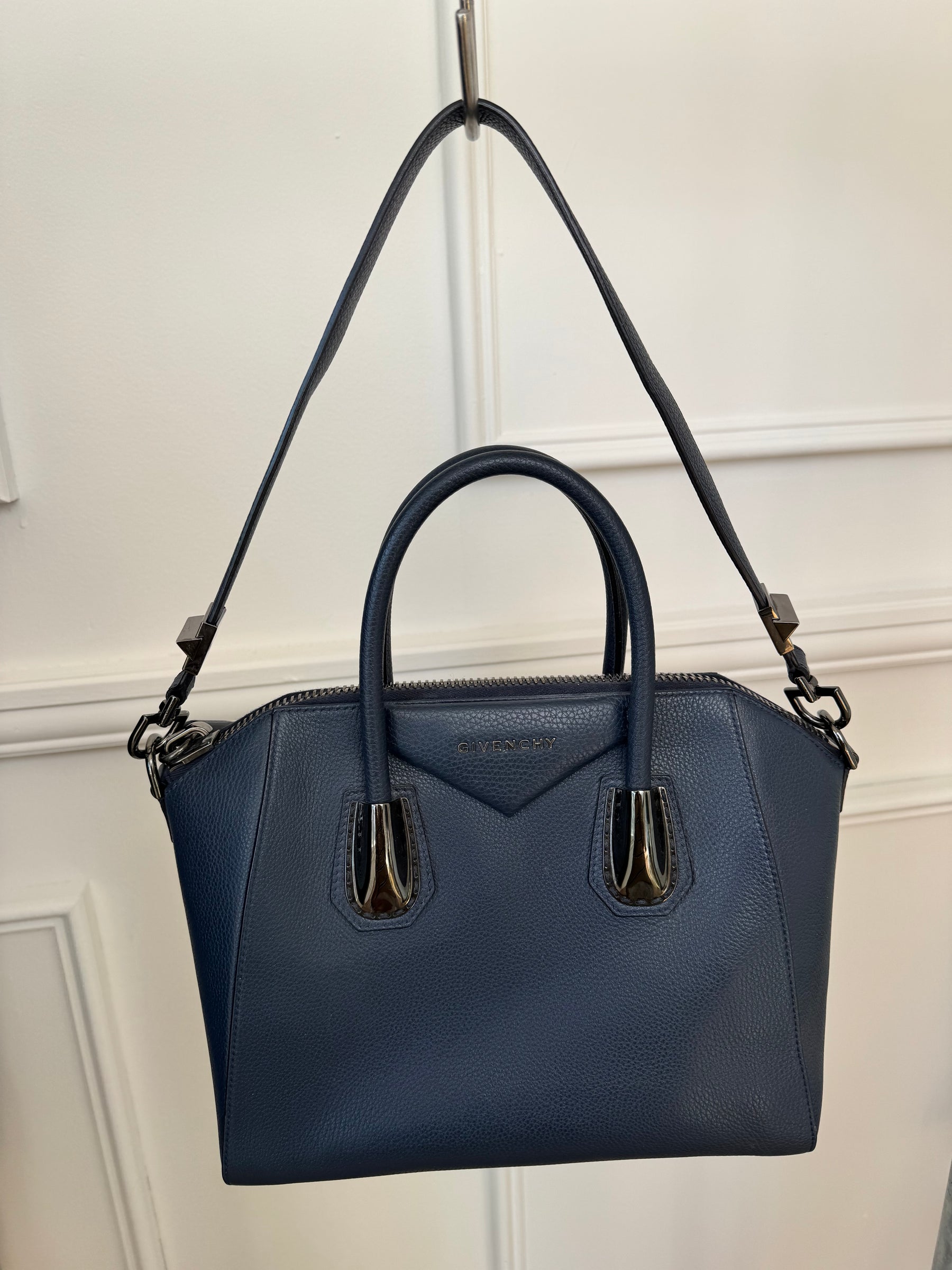 Givenchy Navy Leather Small Antigona Bag