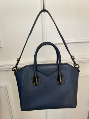Givenchy Navy Leather Small Antigona Bag
