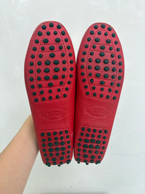 Tod's Red Leather Driving Shoe, 36.5