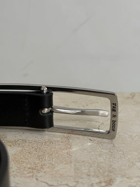 rag & bone Black leather Belt With Rectangle Silver Buckle, Small