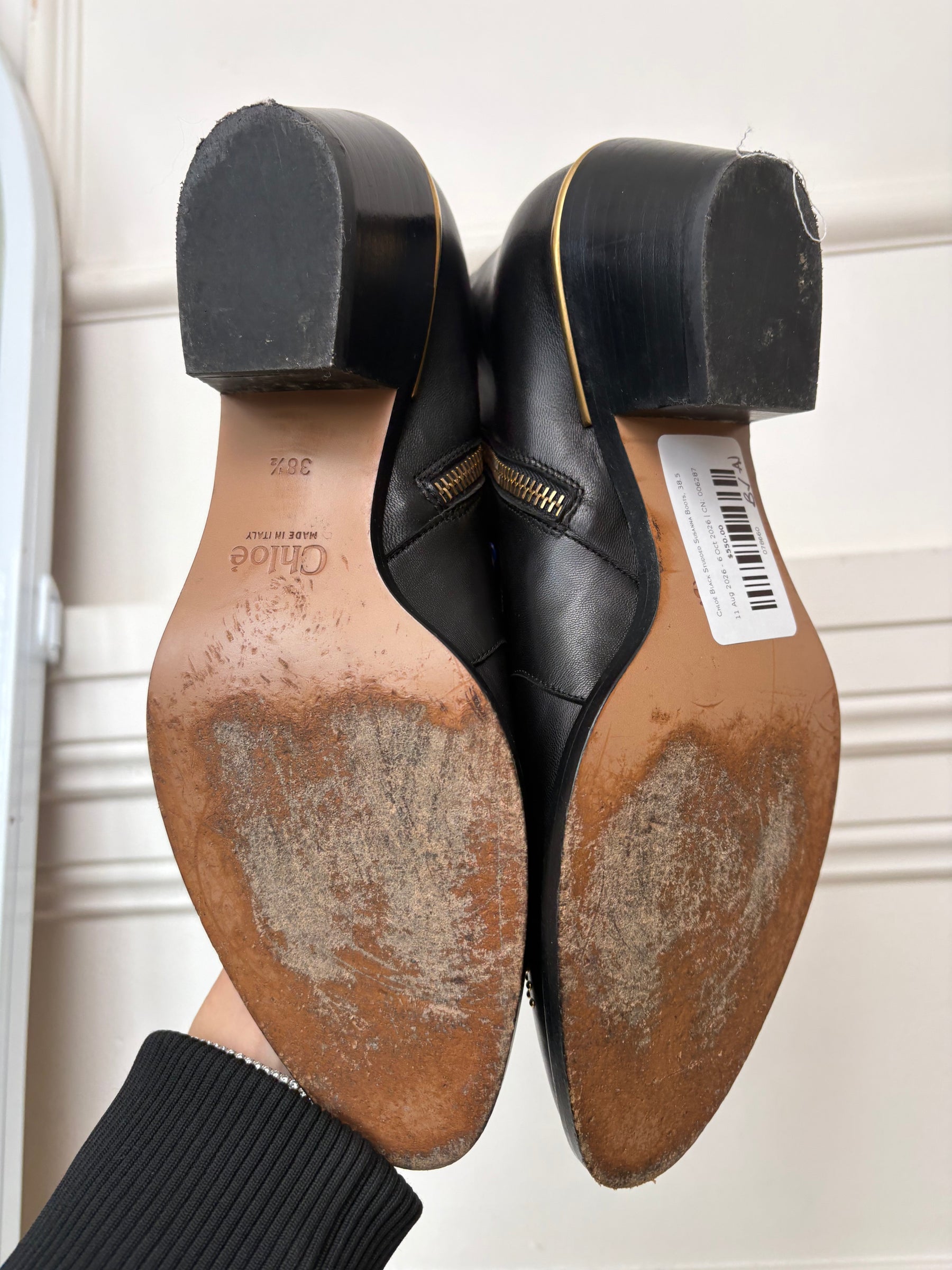 Chloé Black Studded Susanna Boots, 38.5